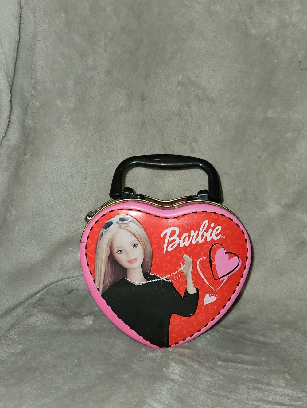 Barbie Heart-Shaped Mini Bag in Pink and Red with Black Handle